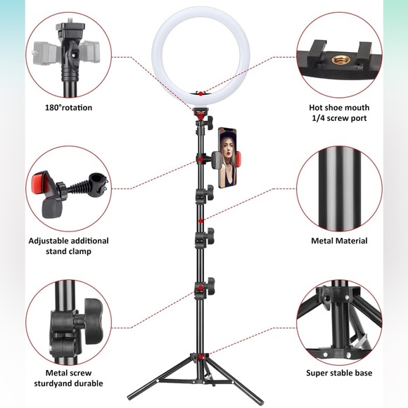 NEW! 10.2" Ring Light with Stand and Phone Holder, LED Circle Light. - Picture 3 of 7